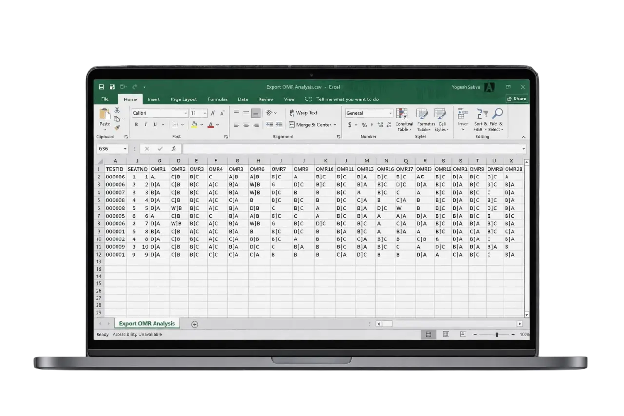 Alpha OMR result generation and merit list screen