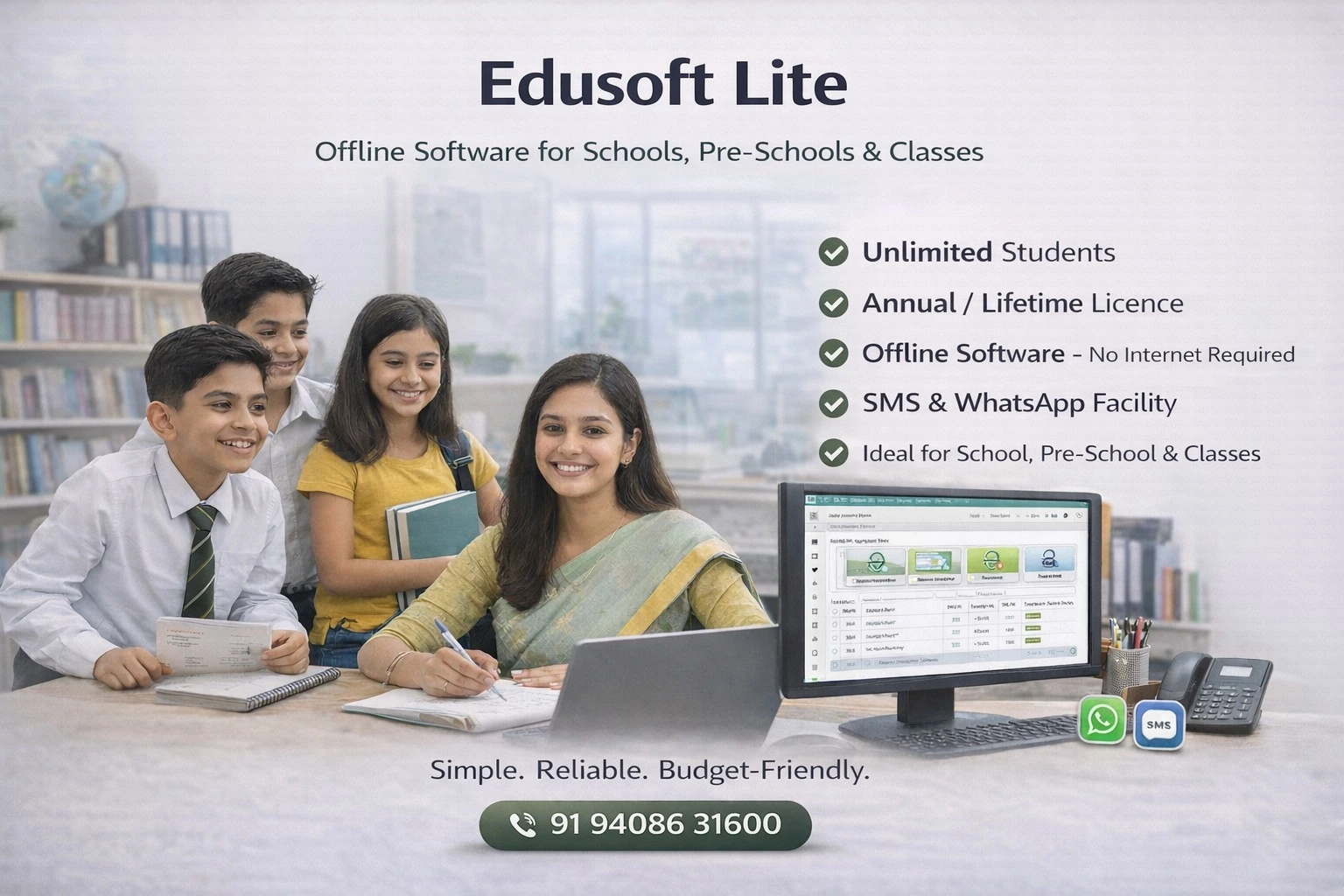 EdusoftLite school ERP software overview screenshot